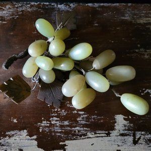 Vintage MCM Jade Grape Cluster Polished Stone Grapes, Stone Fruits